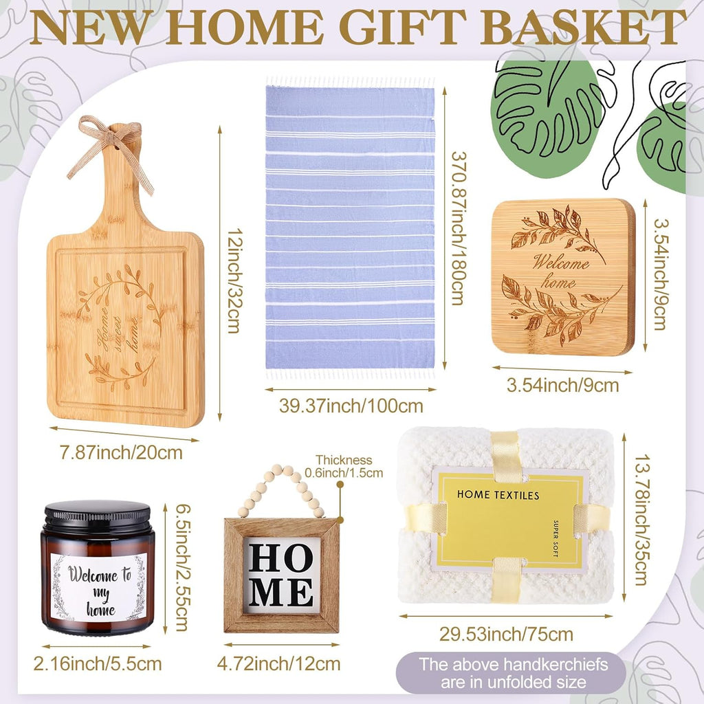 Everythingifts Home Sweet Home housewarming gift basket with engraved cutting board and cozy throw
