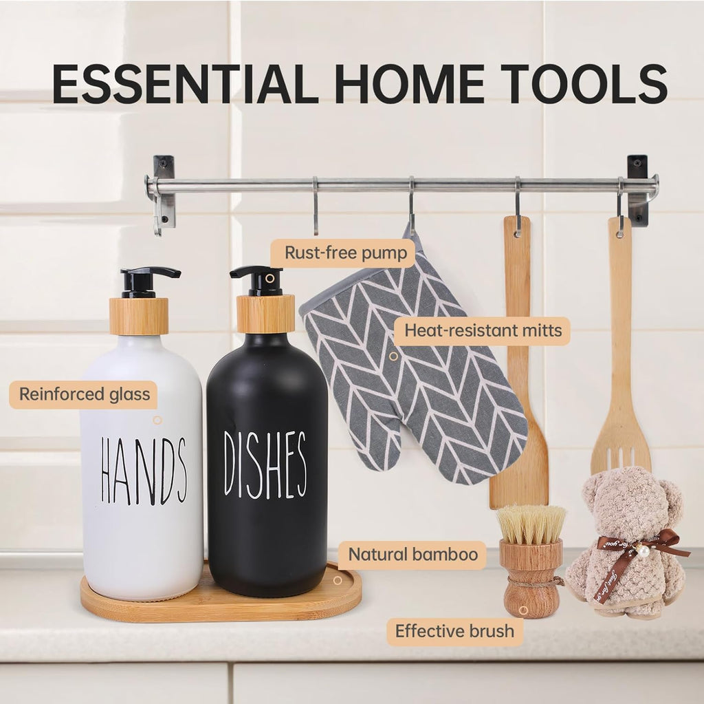 Everythingifts Sweet Home kitchen gift set with engraved cutting board, oven mitts, and soap dispensers